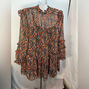 Topshop‎ Mini Dress with pintuck detail in ditsy floral size 10
